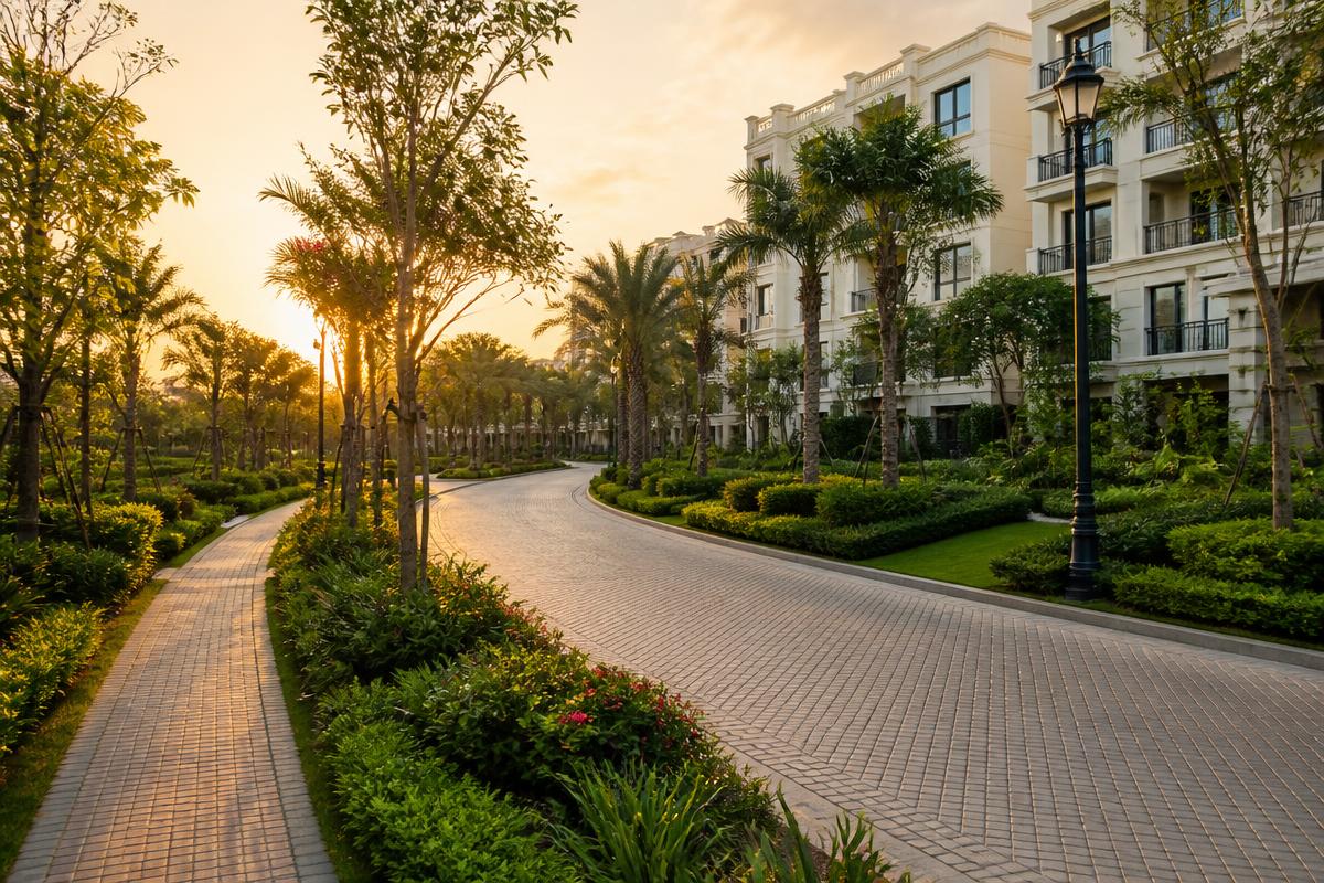 Landscaped Garden & Roads